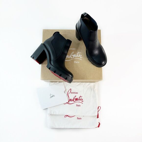Christian Louboutin NIB Black Ankle Boots with Red Soles - Picture 3 of 16